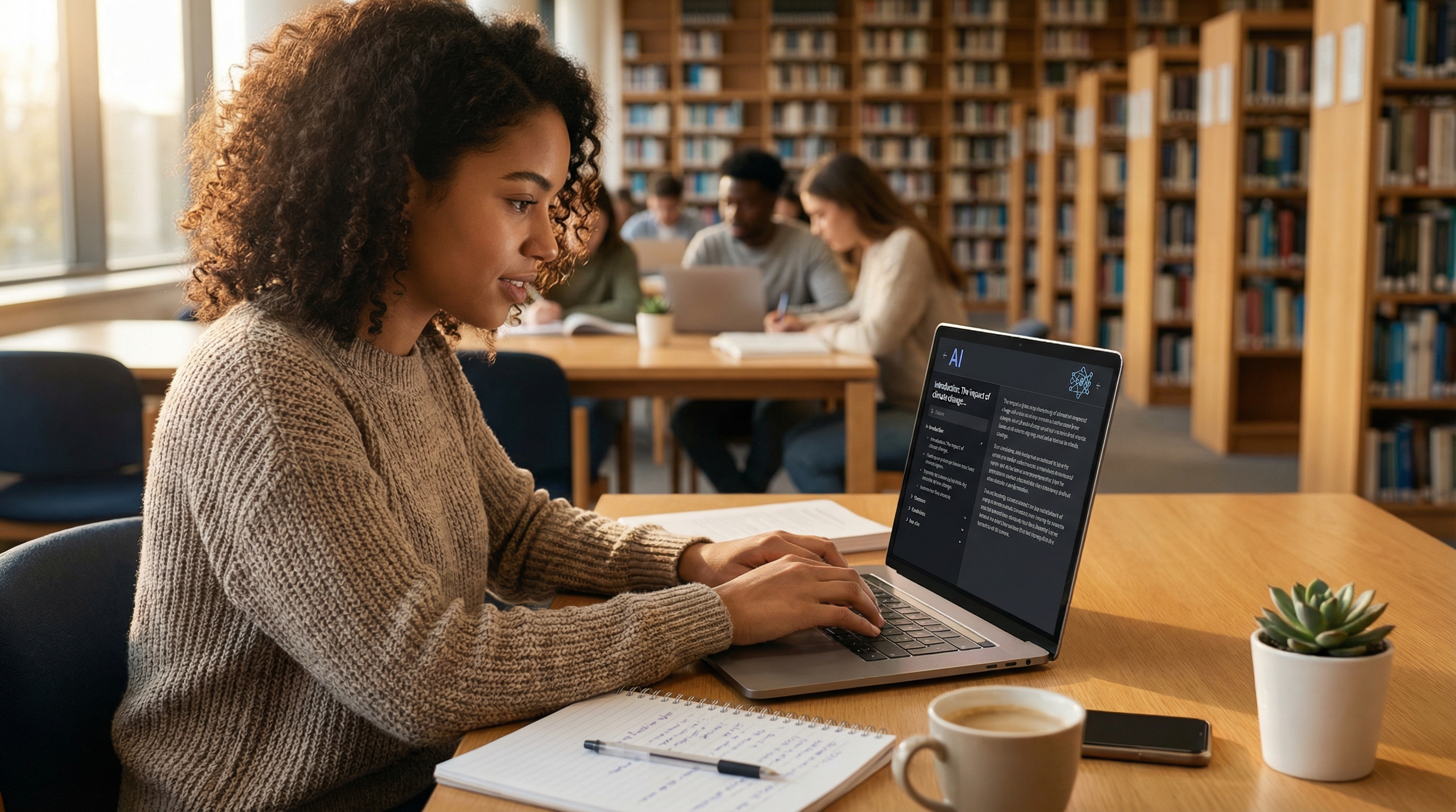 Screenshot of AI research assistant showing source recommendations and citation generation