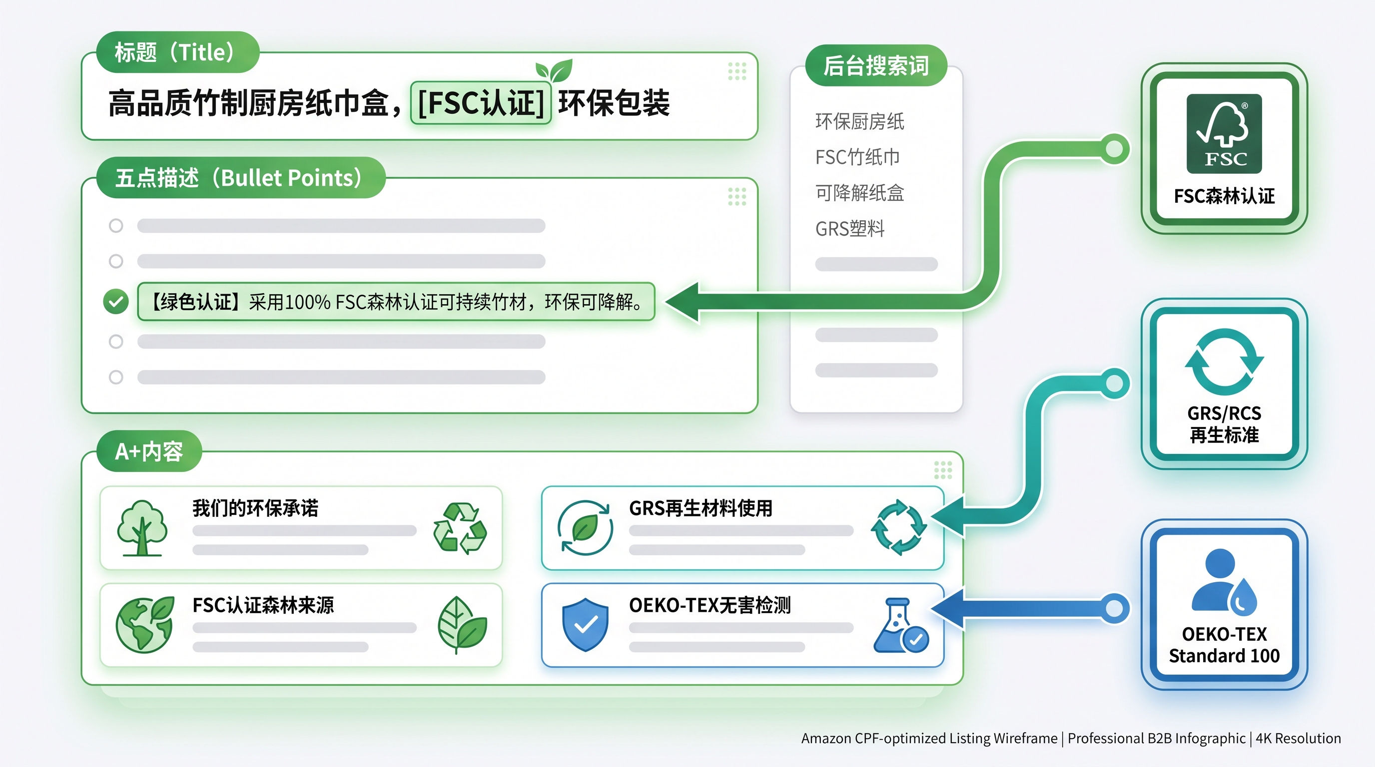 CPF绿标Listing各模块优化示意图