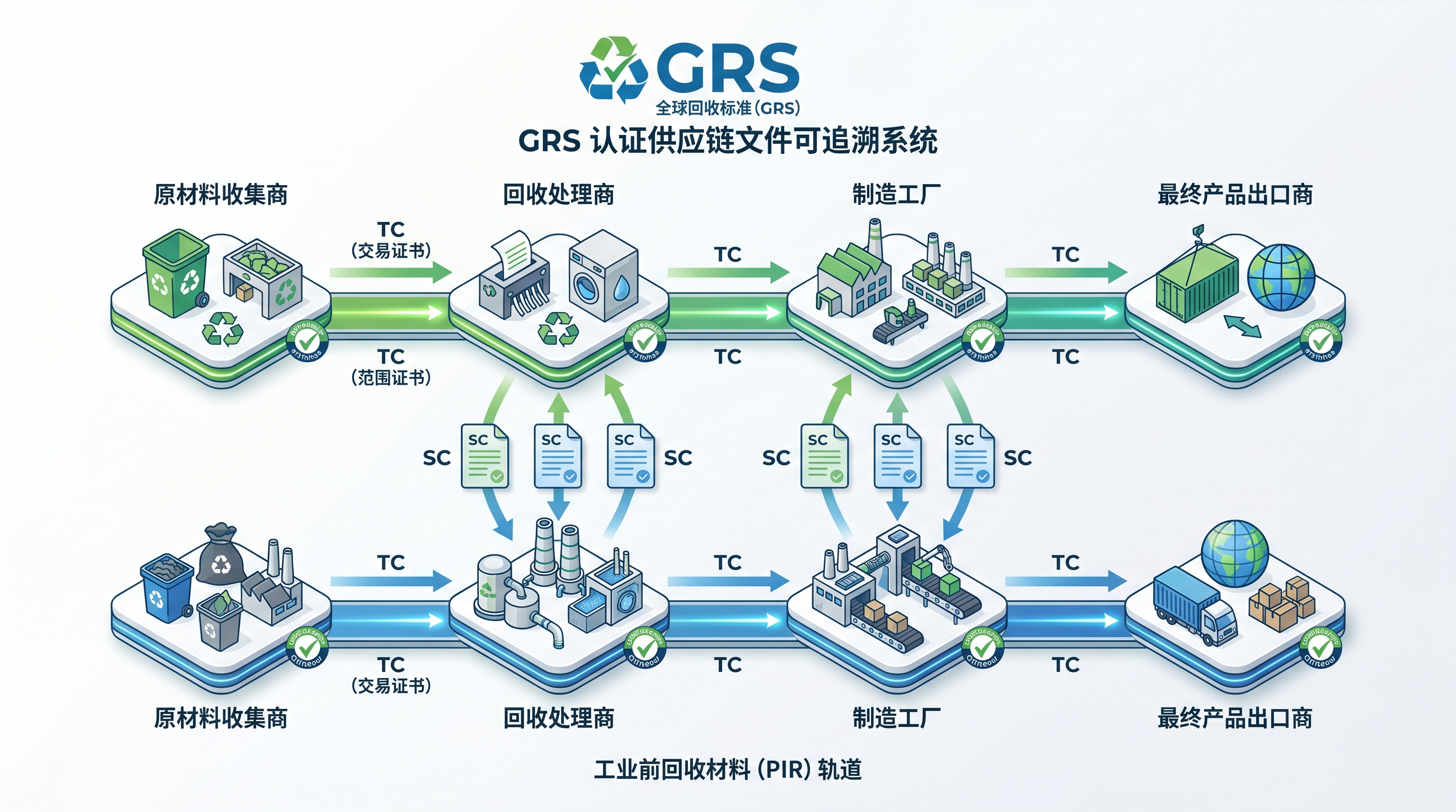 GRS认证PCR与PIR材料追溯文件体系结构图