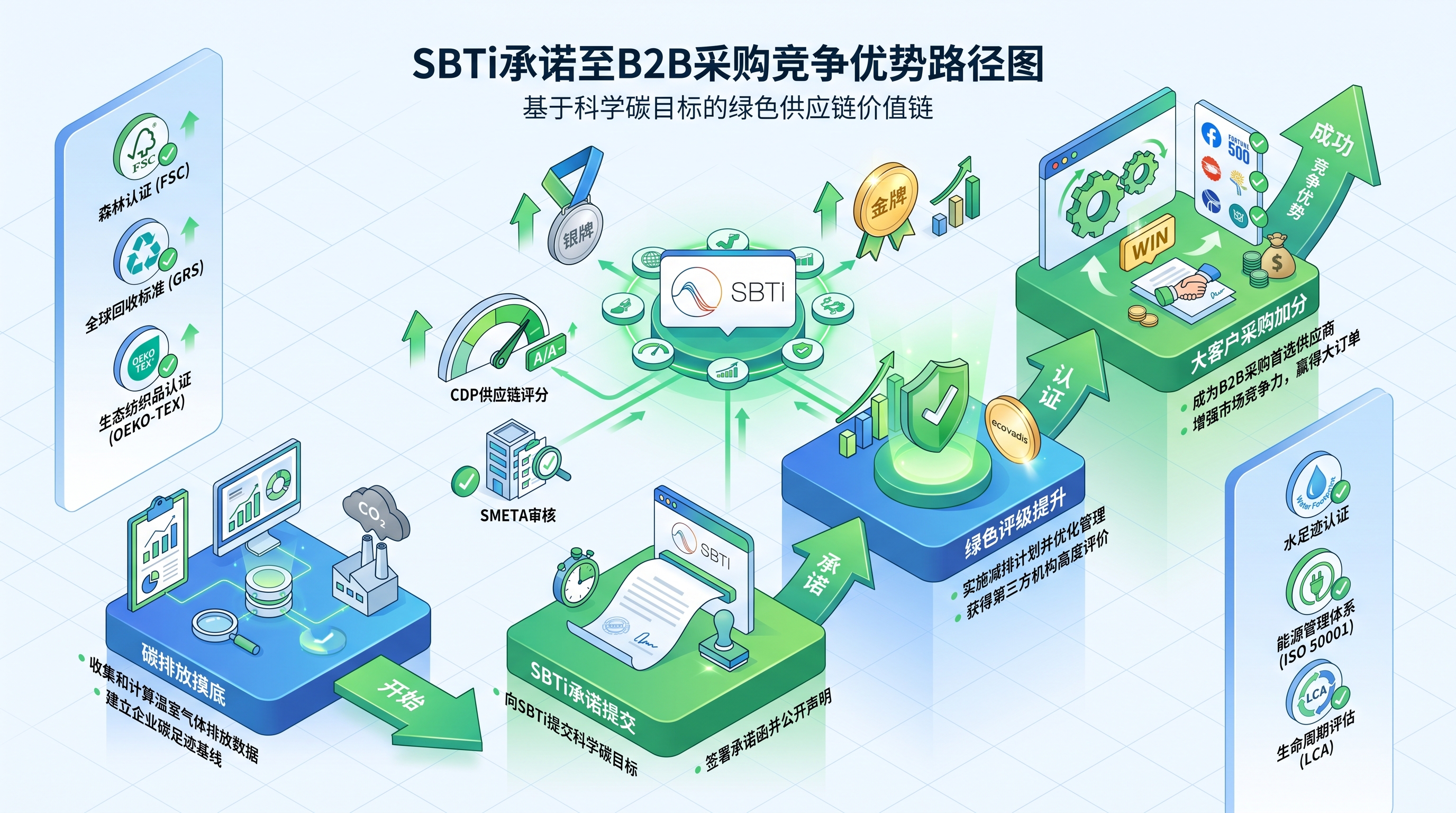 SBTi净零路线图与绿色供应商评级关系示意