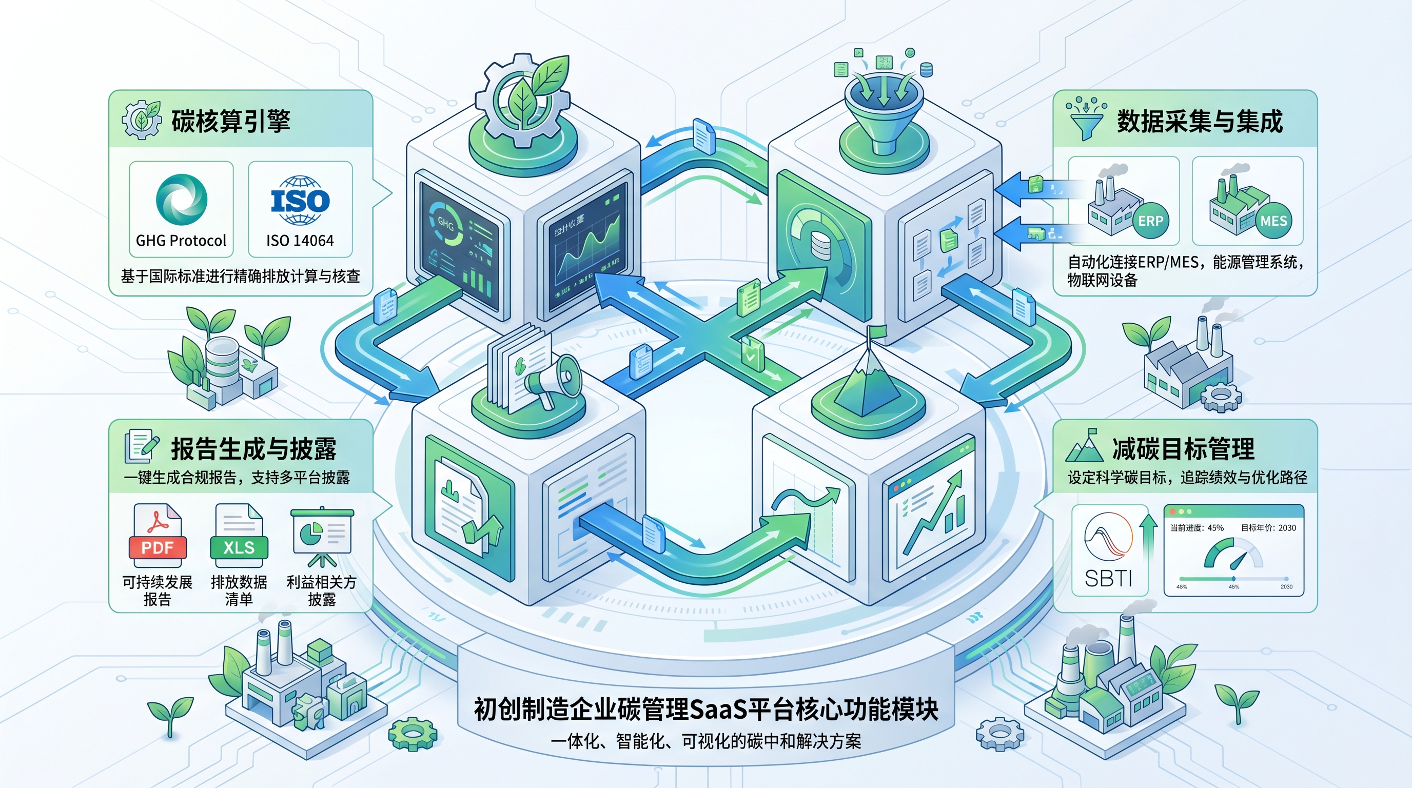 碳管理SaaS平台功能模块示意图