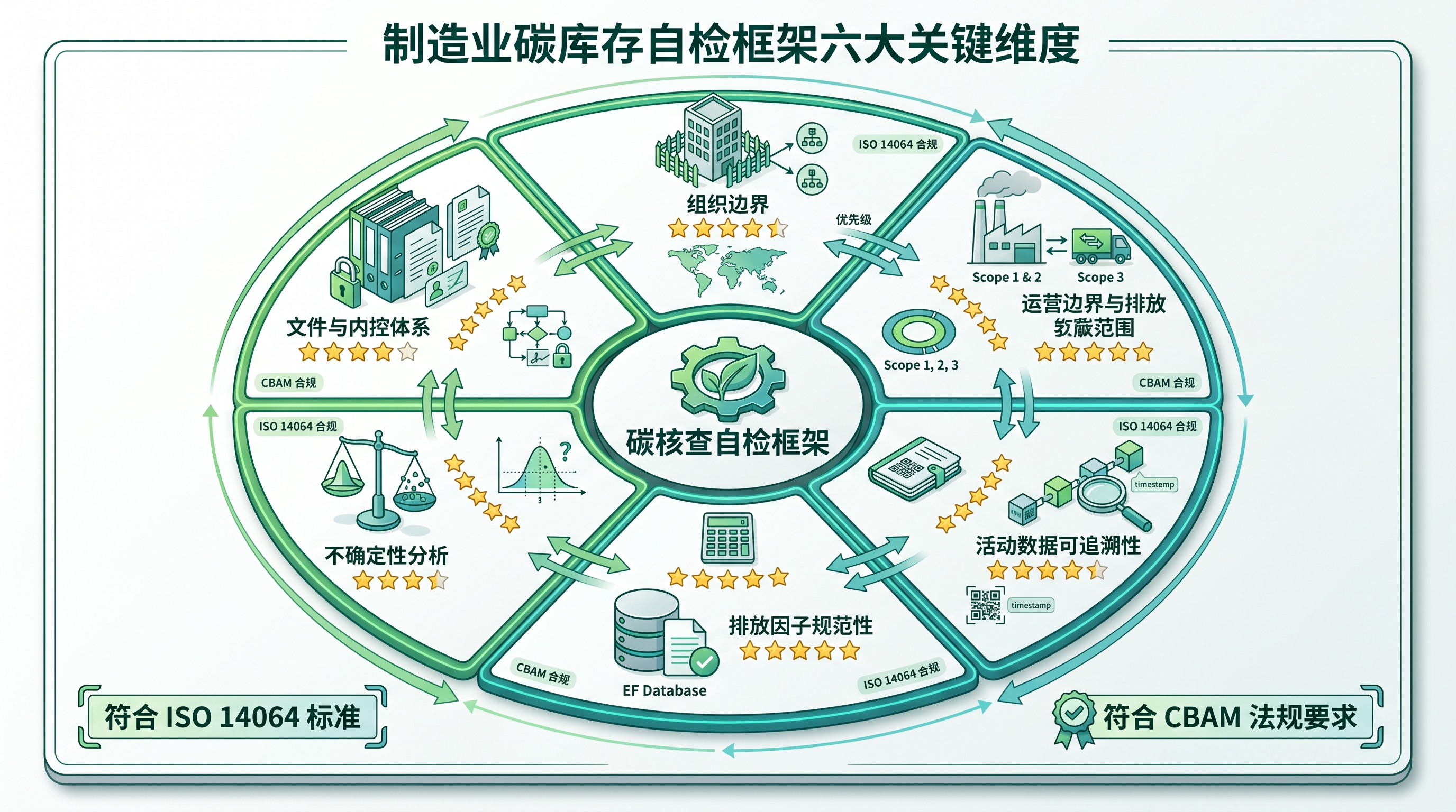 碳盘查报告六个维度自查框架图示