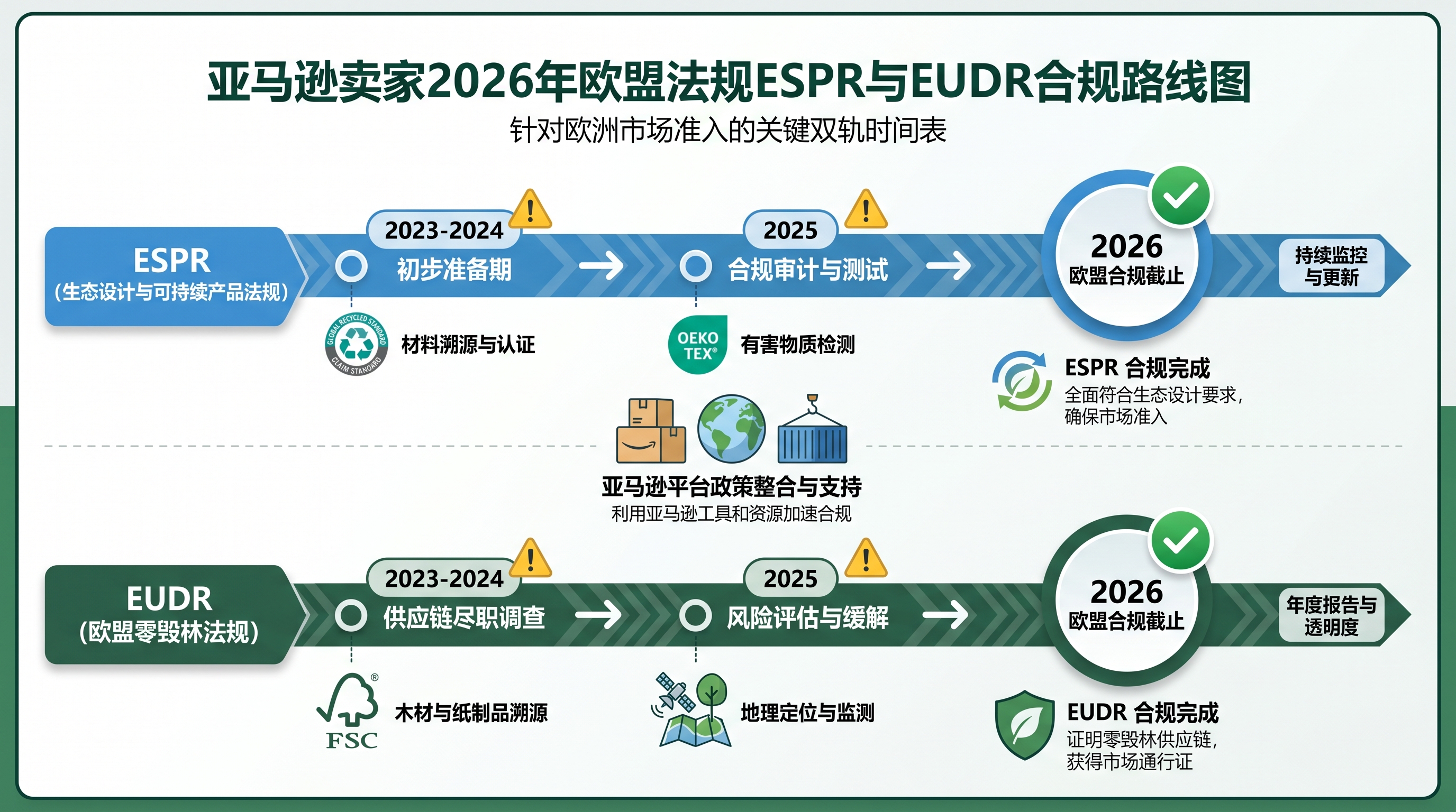 欧盟ESPR与EUDR双重法规下亚马逊卖家合规行动路径2026