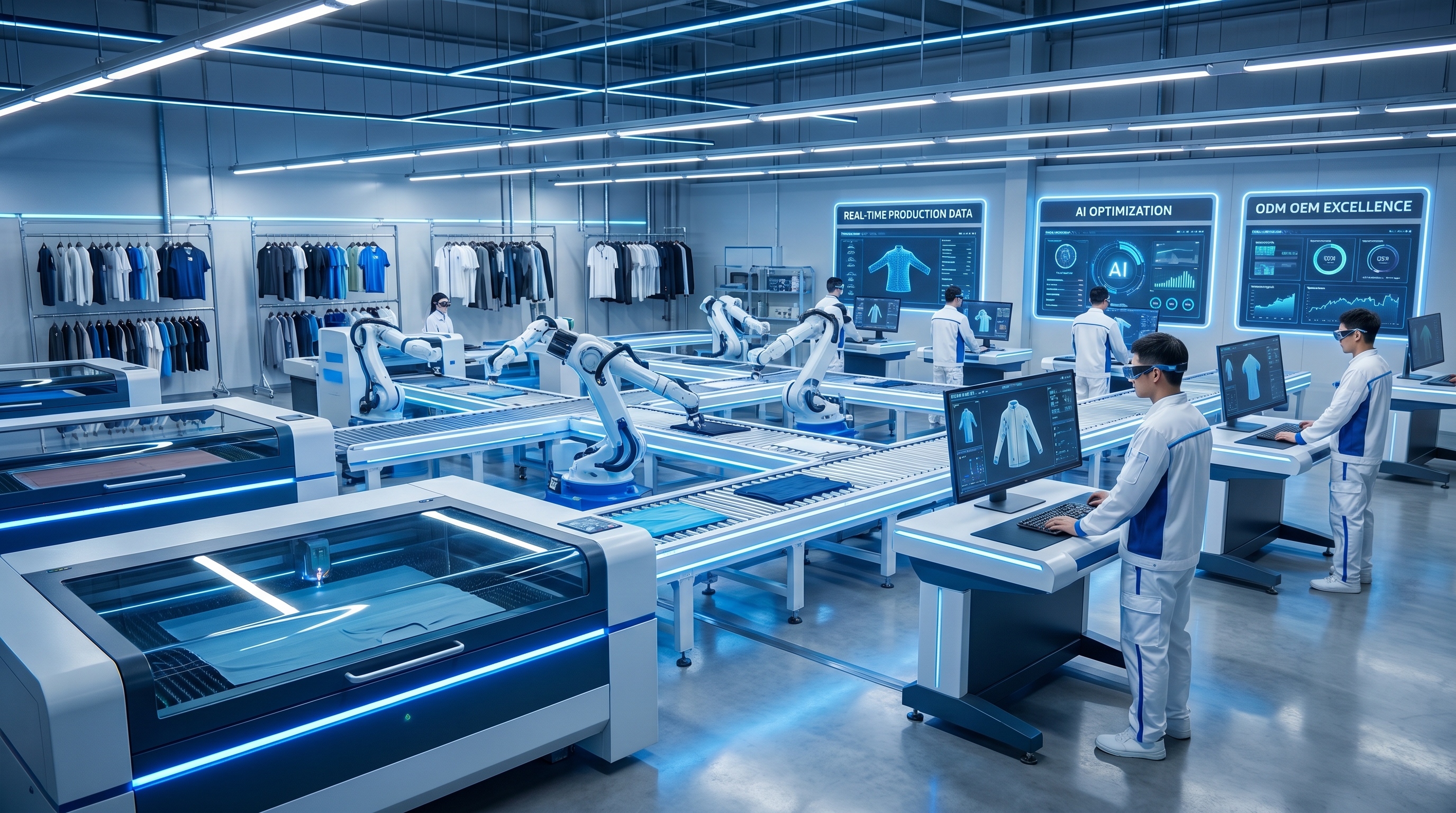 Springtex International smart factory production floor with AI-integrated design and ODM OEM manufacturing workflow in Asia