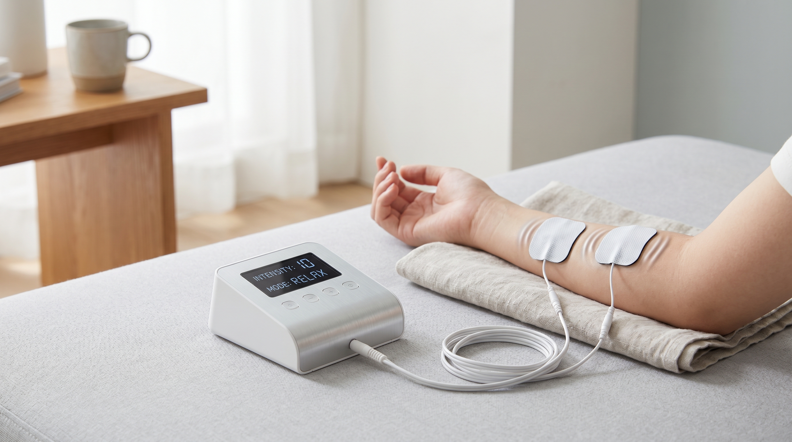 EMS electrical muscle stimulation device helping muscles contract recover and grow stronger at home