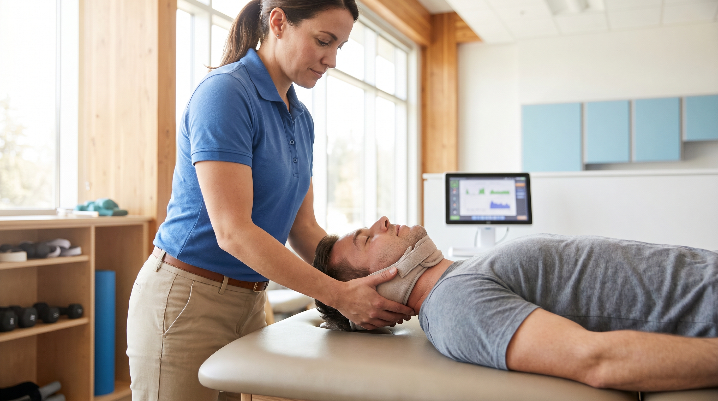 Cervical spondylosis neck traction physical therapy treatment at home