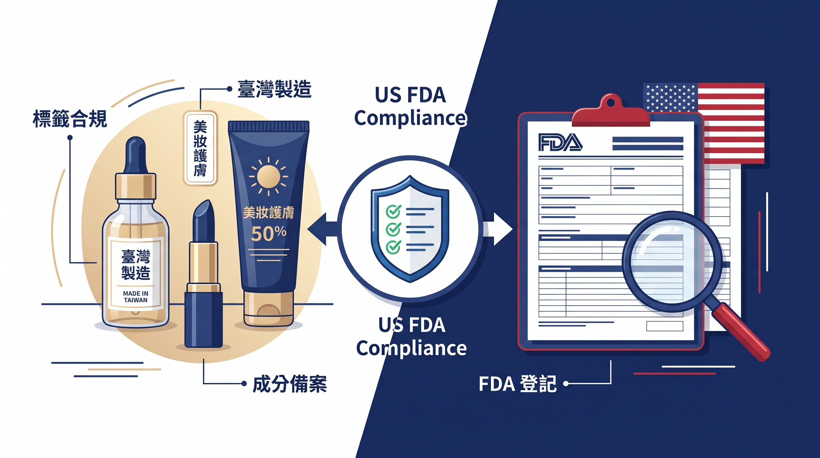美妝出口美國 FDA 化妝品標籤成分備案合規重點封面