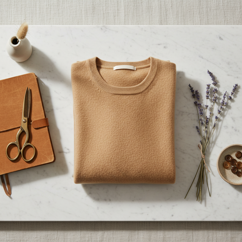 Artisan hands crafting premium cashmere with precision knitting techniques