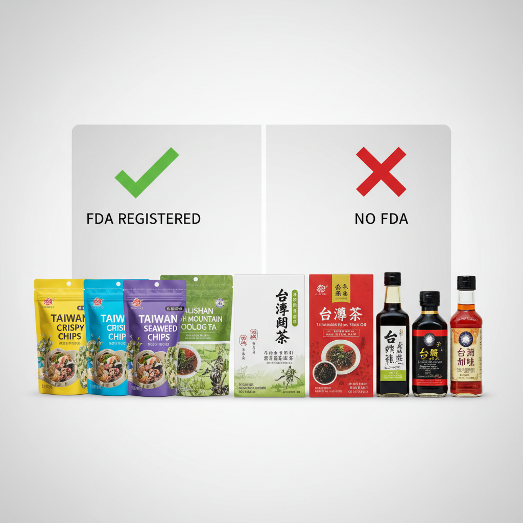 FDA食品註冊流程與判斷條件示意圖