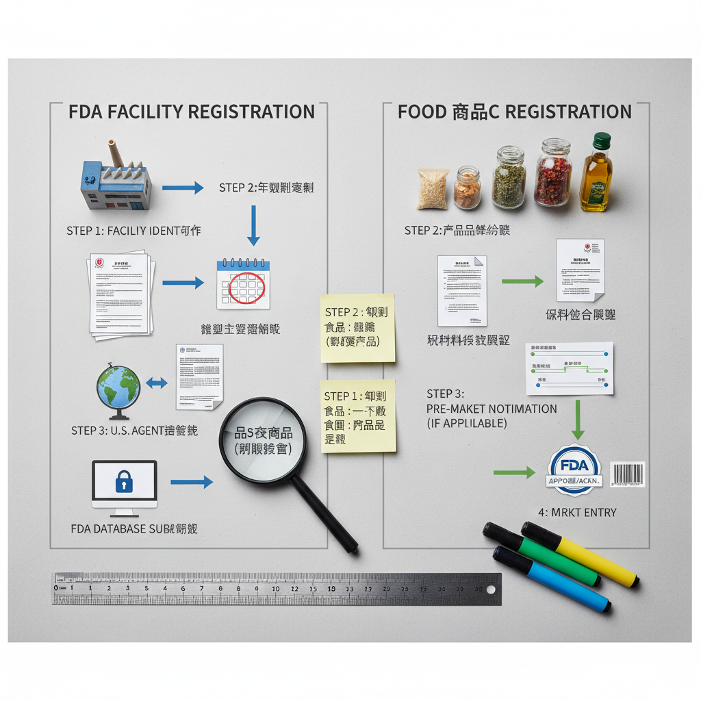 FDA設施登錄與產品註冊差異比較表
