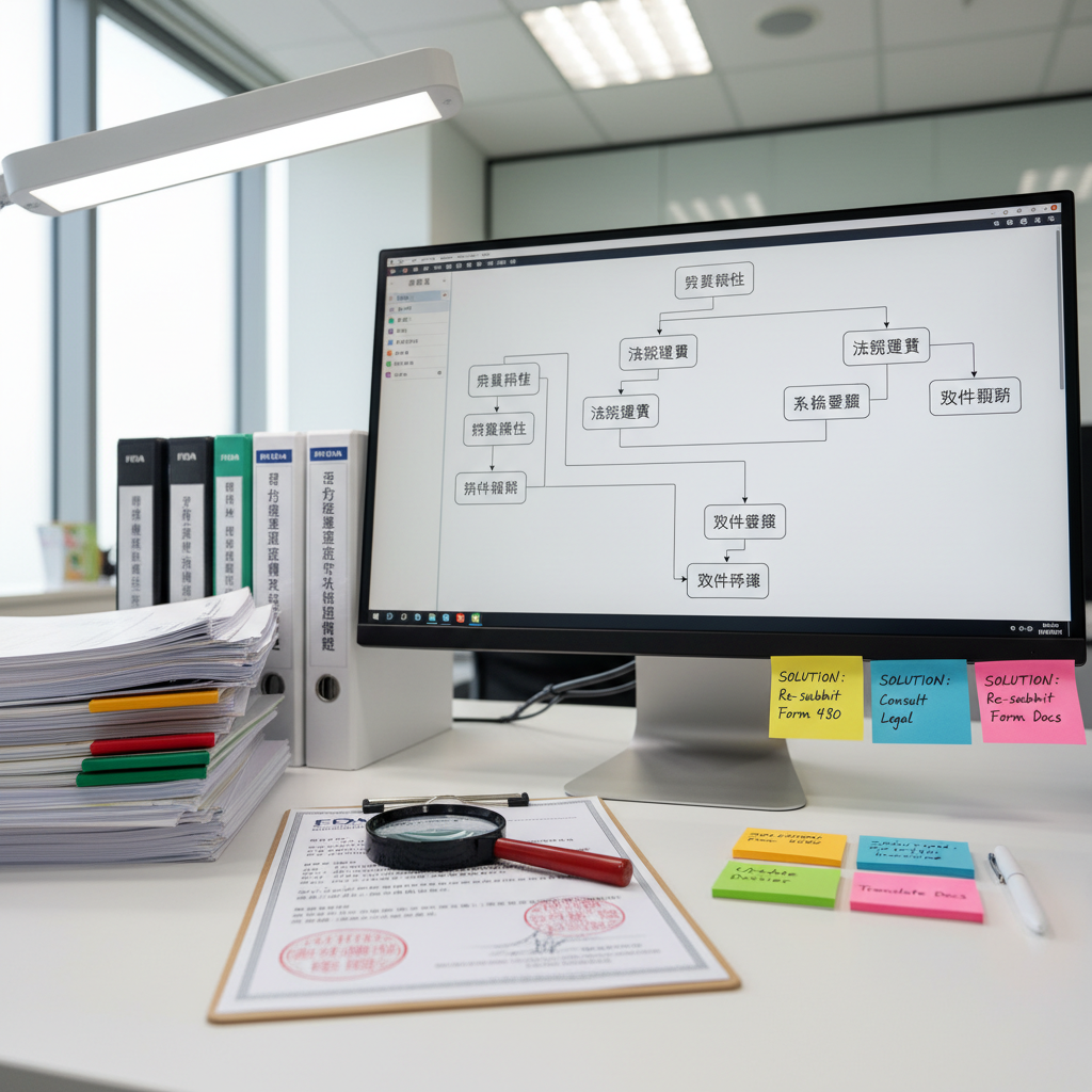 FDA官方資料庫查詢介面使用步驟示意圖