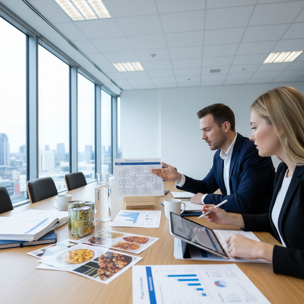 FDA食品註冊流程與小量出口合規檢查重點示意圖